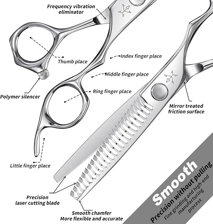 High-end Professional Hair Cut Thinning Scissors Hair Cutting Teeth Shears Barber Hairdressing Texturizing Scissor Extremely Very Sharp 6 Inch Stainless Steel Alloy For Men Women Salon& Home