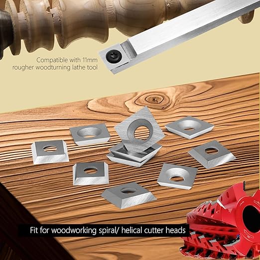 11mm Square Tungsten Carbide Inserts Cutters Knives Replacement Blades 11횞11횞2.0mm-30째for Woodworking Spiral/Helical Planer Cutter Head or Lathe Turning 10pcs