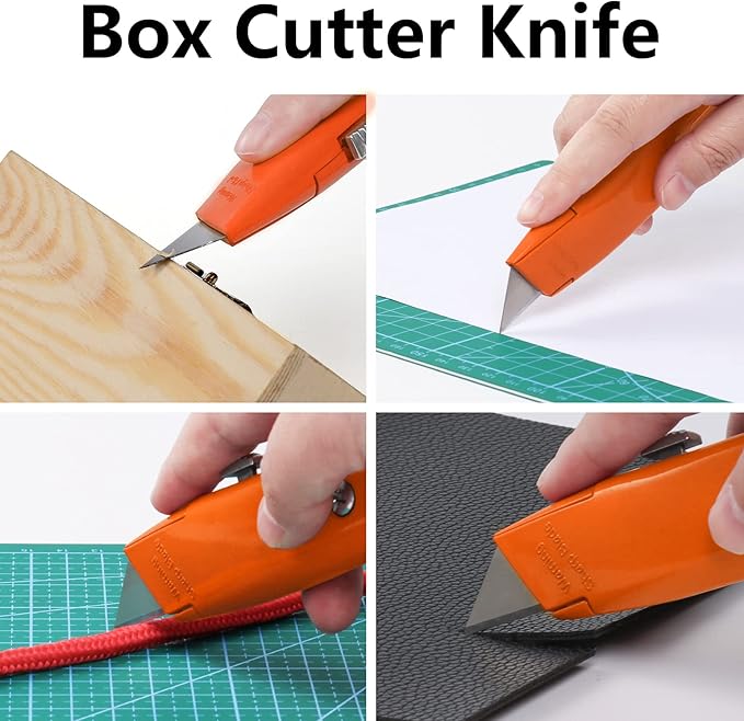 DIYSELF 2Pack Utility Knife Box Cutter Retractable Blade Heavy Duty PVC Pipe Cutter(Orange)