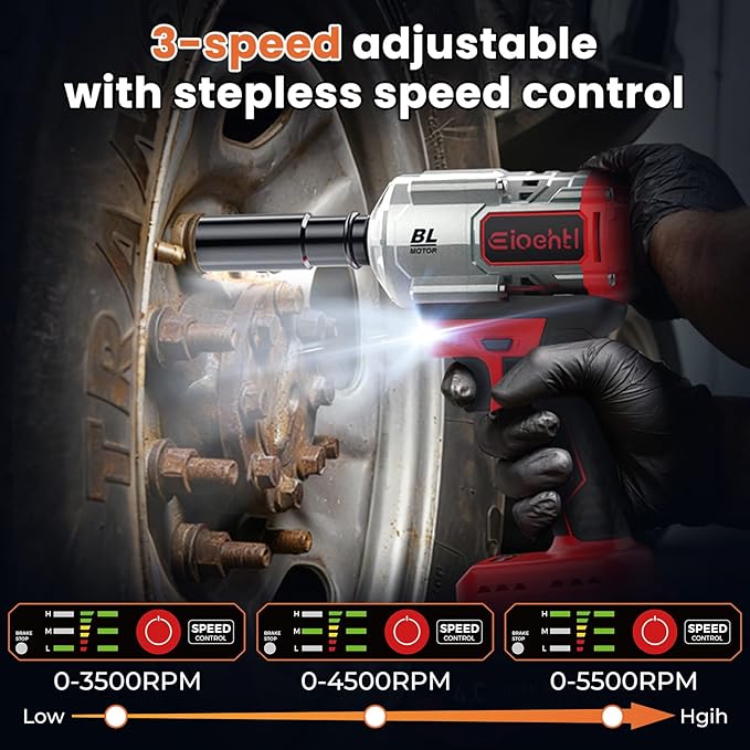 New Upgrade 3-in-1 Impact Wrench, High Torque 900 Ft-Lbs (1200 Nm) 21V MAX 1/2" Brushless Impact driver, 5500 RPM | 3-in-1 Set with Sockets ??Drill ??Screwdriver | Impact drill for Truck RV Car & Home