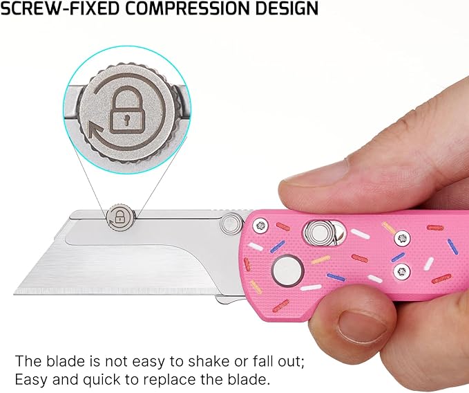 OKNIFE Otacle U1 Folding Pocket Utility Knife, Quick Change Box Cutter with Rail Lock, EDC Razor Knife with Pocket Clip for Office, Factory (Doughnut)