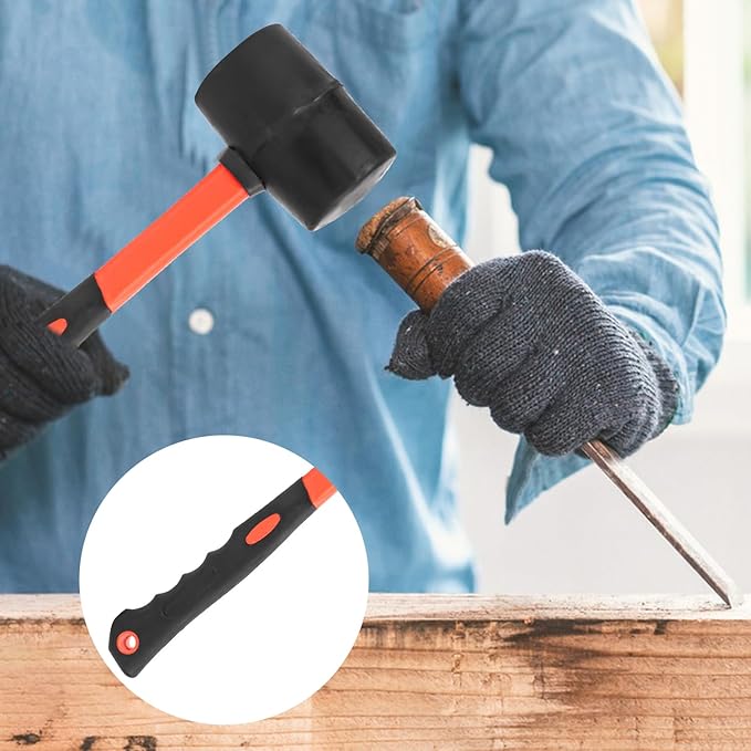 4 PCS Rubber Mallet Hammer, 16 oz Durable Rubber Hammer for Flooring Installation, Camping, Woodwork, and Tent Stakes