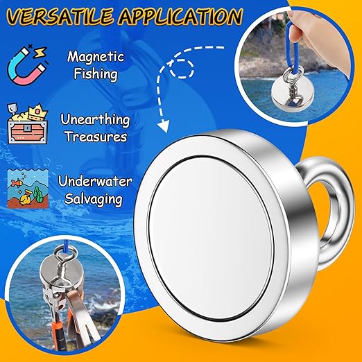 Grtard 500LBS Magnet Fishing Kit for Men's Gifts, Strong N52 Neodymium Fishing Magnets(2.36''), 65ft Rope, Grappling Hook, Gloves & Locking Carabiner, Threadlocker, Gifts for Men, Dad, Husband