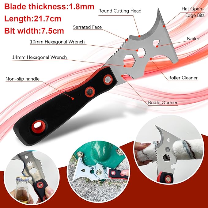13 Pcs Drywall Knife Set, Putty Knives Kit with Mud Pan, 1????????Spackle Knife, 7????0??2??Taping Knife, 3??Painter Scraper, Inside & Outside Corner Trowel Hand Tools