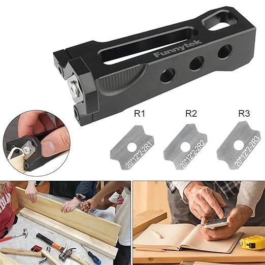 Edge Banding Trimmer - Chamfer Plane, Handle Trimmer Manual Planer Woodworking Blade Corner Planer Quick Chamfer Burr Scraper Tool for Deburring Sealing (R1+R2+R3)