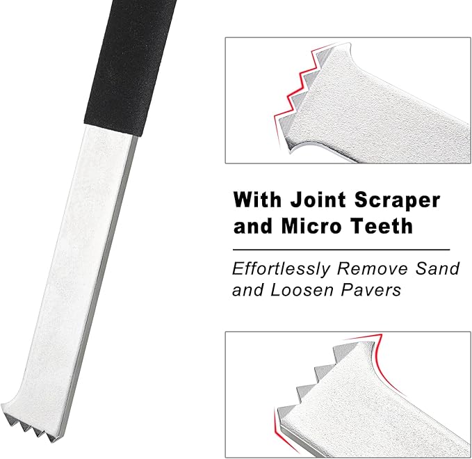 JUXYES 2 Pack Paver Removal Tool Set, Hard Steel Paver Puller Tool with Joint Scraper Micro Teeth, Paver Extractor Tool for Garden Lawn Yard Patio Paver Brick Block Replacement