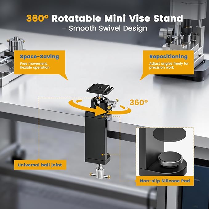 WhiteRhino Mount Vise and Grinder,360° Rotating Bench Grinder Stand,Heavy-Duty Vise Floor Pedestal with 1.9" x 1.5"Mounting Plate ,Compatible with Most Mini Vise Clamp,Grinders,Drill Press,etc