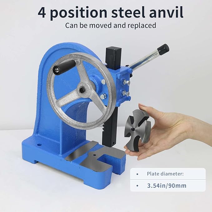 Arbor Press 1 Ton,Ratchet Leverage Arbor Press with Handwheel,5.5" Maximum Height Manual Desktop Punch Press Machine Metal Arbor Press Tool,for Stamping