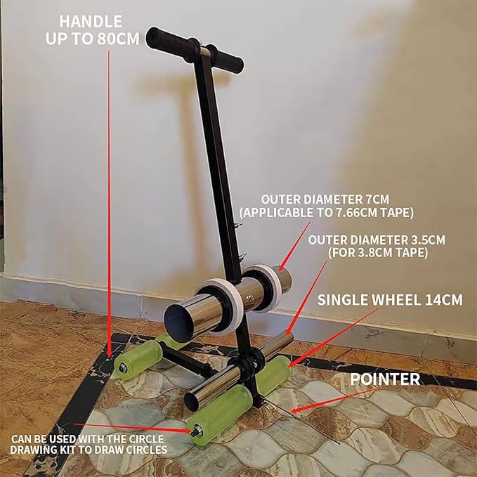 PCWLH Floor Tape Applicator - Efficient Hand Walk-Behind Line Marking Machine for Hospitals, Schools, Gyms, and Commercial Use - Ideal for Repairing Floor Markings - Manual Floor Line Marker