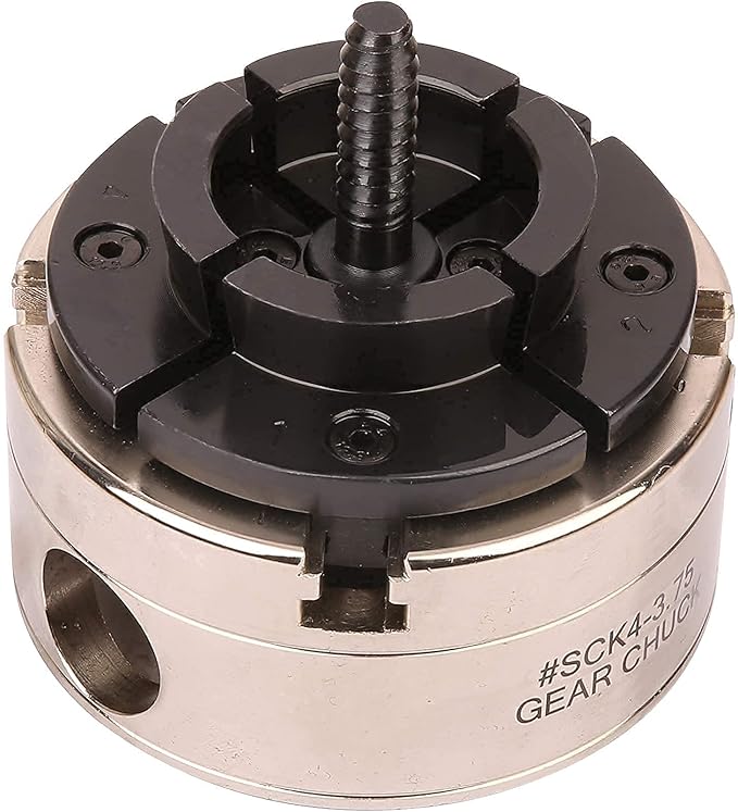 3-3/4INCH 4-Jaw Self-Centering Wood Lathe Chuck, 2" Round Jaw Mounted, 1"x8TPI thread & 3/4"x16TPI Adapter, Tightening Key, T Allen Wrench, Screw Chuck, SCK4-3.75, Nickle electric Coating Body
