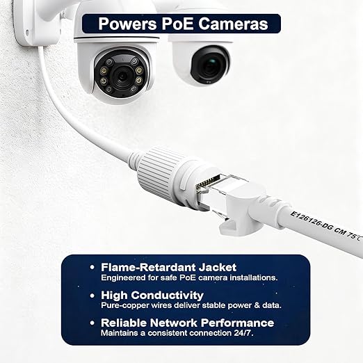 Cat 6 Outdoor Ethernet Cable 150 ft (45.72m), Support Cat8/7 Network, 10Gbps 550MHz, 24AWG Pure Copper, Direct Burial Waterproof In-Ground UV Resistant LAN Patch Cable for Router, Modem, Switch, White