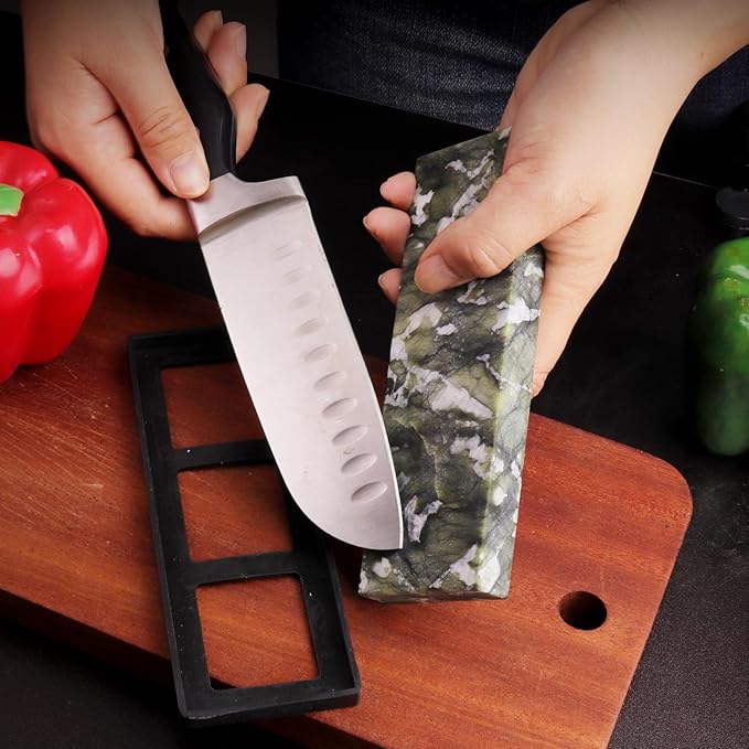 10000# Sharpening Stone,Ultra Fine Polishing Mirror Edge Stone with Non-slip Base Natural Green Whetstone for Knives Tools,Cutting Tools (5.9x1.97x0.59Inch)
