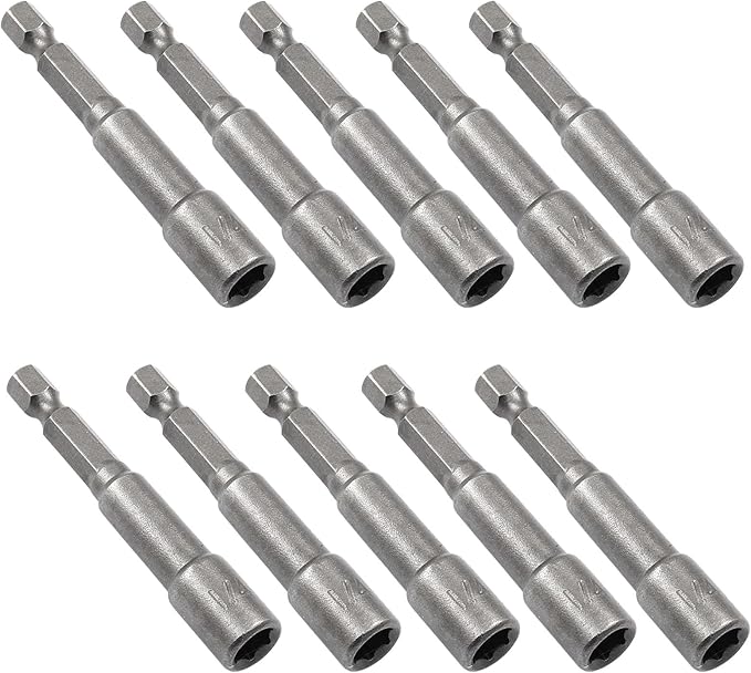 Litoexpe 10 Pcs 1/4 Inch Hex Magnetic Power Hex Nut Driver Magnetic Extension Socket Drill Bit Set, Quick Change Socket Nut Impact Driver for Electric Drill