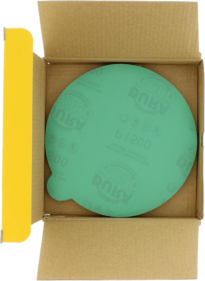 Dura-Gold Premium 6" Green Film PSA Sanding Discs - 1500 Grit (Box of 25) - Self Adhesive Stickyback Sandpaper for DA Sander, Detailing Finishing Cut Abrasive, Sand Automotive Paint Woodworking Wood