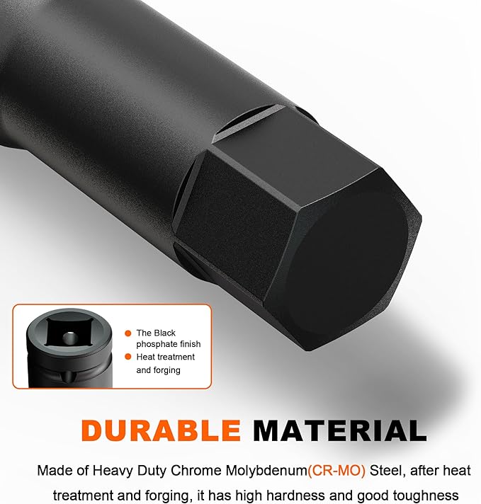 1/2" Drive 22 mm Hex Impact Bit Socket, H22 Allen Bit Socket, Metric, Cr-Mo Steel, Automotive Repair Industrial Maintenance and DIY Enthusiasts Alike