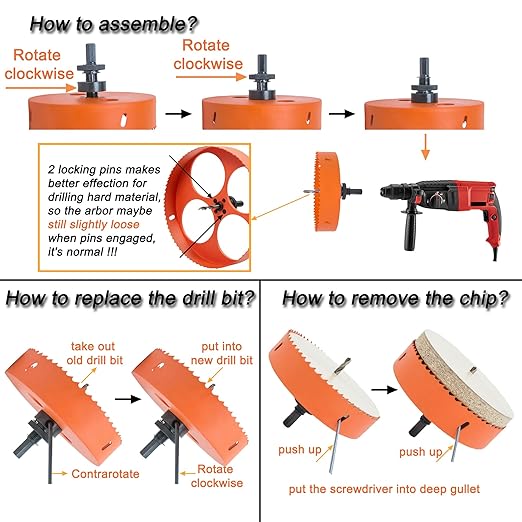 6-1/8 Hole Saw for Recessed Lights, 6.1 Inch Hole Cutter with Dust Bowl Catcher for Led Recessed Lighting 6 Inch and Wood Metal Drywall, Bi-Metal Construction