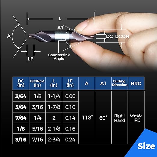 toolant Center Drill Bit, TiAlN Coated Cobalt M35 HSS Centering Drill Bit for Stainless Steel, Carbon Steel, Alloy Steel, Cast Iron, Copper, Other Hard Metals, #3, SAE 7/64" (1pc)