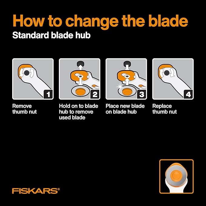 Fiskars 45mm Rotary Blade 2-Pack, Replacement Blades for Rotary Cutters, Precision Cutting for Quilting and Sewing