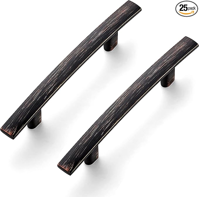 Ravinte 5-3/16 Inch Curved Cabinet Pulls Oil Rubbed Bronze Kitchen Arch Cupboard Handles Zinc Alloy Cabinet Pulls 5-3/16" Length,3" Hole Center | 25 Pack