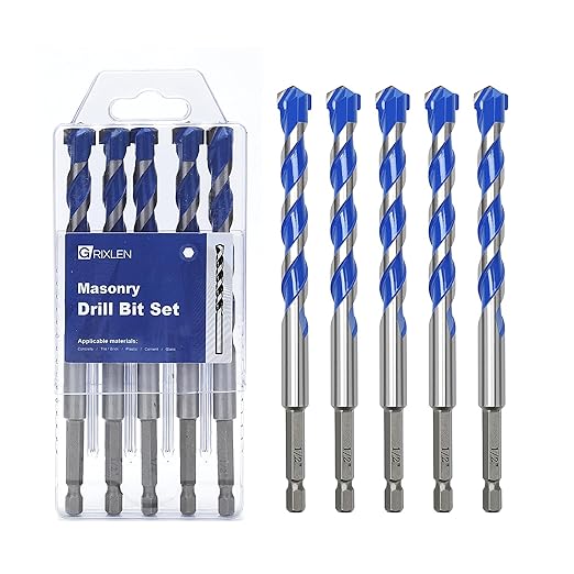 5 Pack 1/2 inch Masonry Drill Bit Set,Concrete Drill Bit Set with Hex Shank,Carbide Tip Drill Bits for Concrete, Cement,Tile,Brick, Plastic, and Ceramic (1/2"竊? Pcs竊?