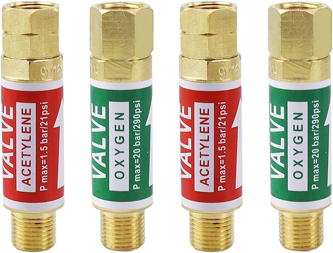 Oxygen Acetylene Flashback Arrestors Set 2-Set, Torch End - Standard "B" 9/16-18UNF Threads Size