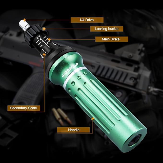 Torque Screwdriver 10-60 in.lb, Torque Screwdriver Set with 1/4" Elastic Bit Holder, 1/4" Bit Adapter, Flat, Hex, Torx and Philips Bits, Suitable for Gunsmithing, DIY, Bicycle Maintenance
