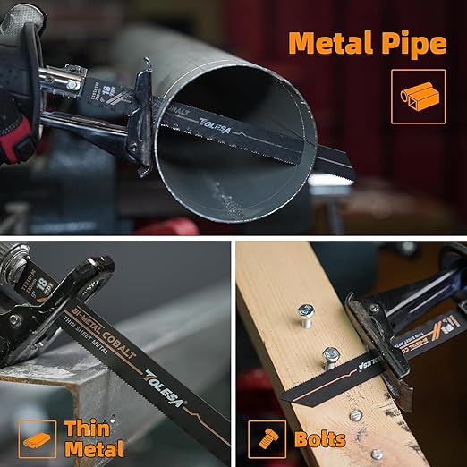 TOLESA Bi-Metal Sawzall Blades Metal Cutting 6 Inch 18 TPI, 10 Pack Reciprocating Saw Blades for Pipes, Profiles, Medium & Thin Sheet Cutting