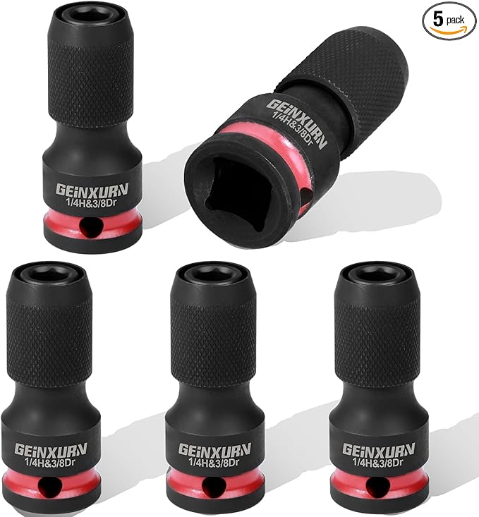 5PCS Impact Screwdriver Bit Holders, 3/8-Inch Square Drive to 1/4-Inch Quick Release Hex Socket Adapter for Impact Wrench