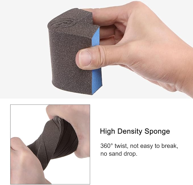 HARFINGTON 8pcs Sanding Sponge Blocks #240 (1200-1500 Grits) Wet/Dry Hand Sanding Sponges, 100x70x25mm Foam Sanding Block Pad for Polishing Kitchen Metal Wood Drywall Furniture, Brown&Blue