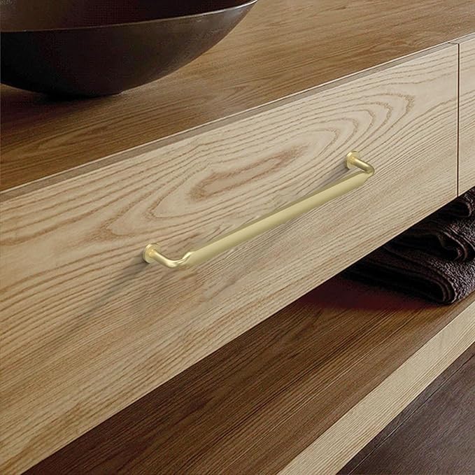 Asidrama 6 Pack Cabinet Handles, 11.3 Inch(288mm) Brushed Brass Kitchen Cabinet Hardware for Cupboard Drawer Pulls