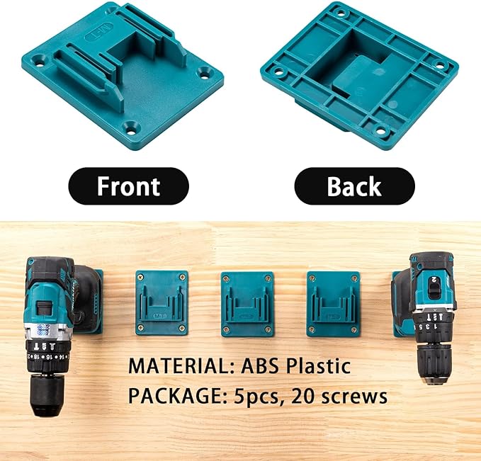20 Packs Tool Holder and Battery Holder for Makita 18V Mount Wall Drill Holders Dock Hanger with 60 Screws(No Tool,NO Battery)