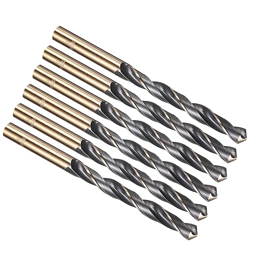 PATIKIL 9mm Drill Bit, Jobber Straight Shank 4341 High-Speed Steel 118째 Black and Gold Finish for Medium-Hard Metal Steel Acrylic - 6 Pack
