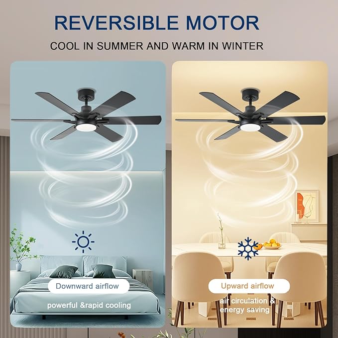 52in Ceiling Fans with Lights RGB Ceiling Fan with Light and Remote/APP Control,Low Profile Ceiling Fans with Lights for Bedroom,Living Room,Kids Room,3CCT Dimmable Modern Ceiling Fan, 8 Speeds,black