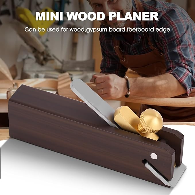 Mini Wood Planer, 3 inch Wood Hand Planer Ebony Woodworking Plane for Planing Smoothing Flat Bottom Trimming Perfect for Carpenter DIY Cutting Tool for Woodworking