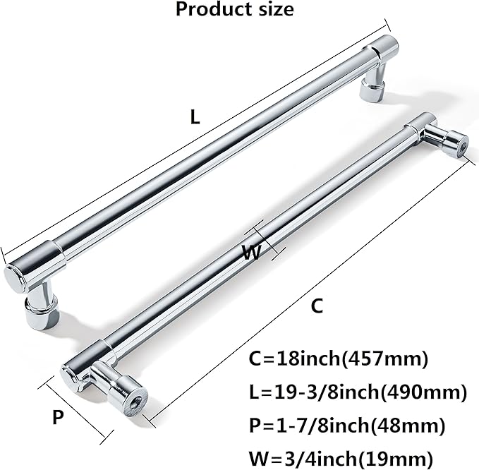 khtumeware Appliance Pulls Polished Chrome 18 Inch(457mm) Center to Center 1 Pack Heavy Duty Drawer Pulls Kitchen Cabinet Handle Cabinet Hardware