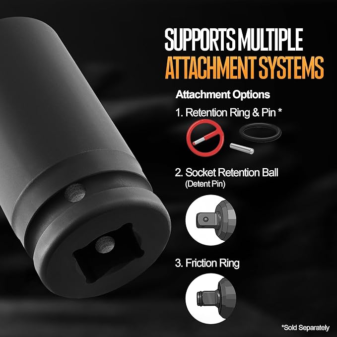 TIGHTSPOT 1" Drive Deep Impact Socket 36mm Professional CR-MO Jumbo Socket 6 Point Built for Automotive Truck and Equipment Service