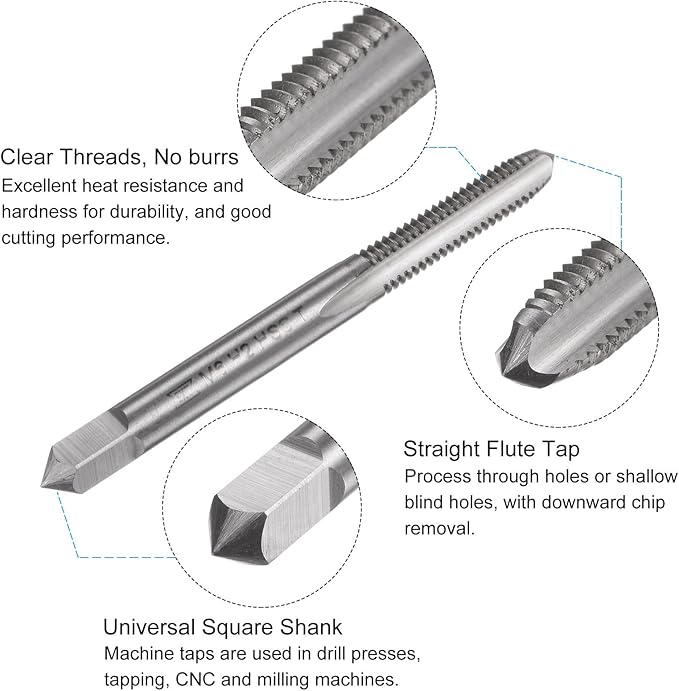 uxcell Metric Tap and Drill Bit Set, M6 x 1 Thread Tap & 5mm Black Oxide Twist Drill Bit, Straight Flute Tap Tapping Threading Repair Tool Kit