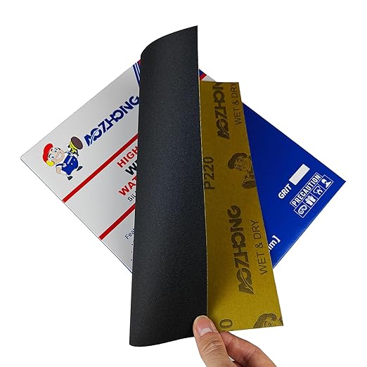 220 Grit Sand Paper, 9 x 11 Inch, 10 Pcs Wet Dry Sandpaper Sheets, Silicon Carbide for Wood, Metal, Automotive Sanding and Polishing, Waterproof and Durable