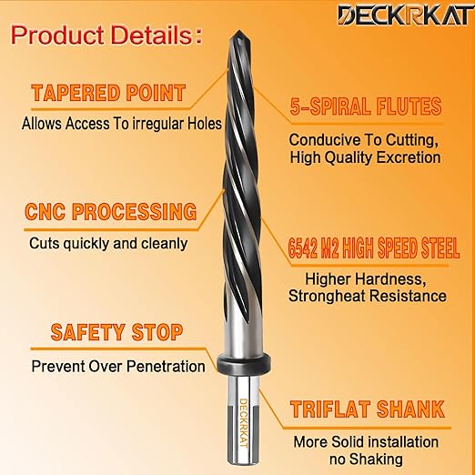 11/16" Reamer Drill Bit for Metal, M2 HSS Taper Reamer for Steel, Alloy, Wood, Plastic to Align, Enlarge Holes ??5-Spiral Flutes,1/2" Non-Slip Shank, 17mm Car Reamer, Bridge Construction Reamer