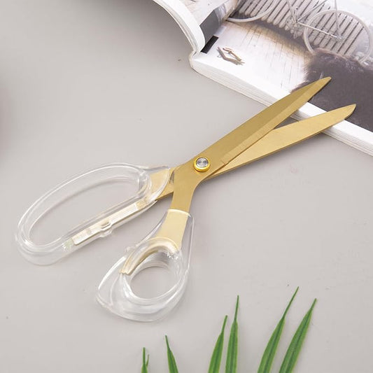Acrylic Gold Scissors, 9??Ultra-Sharp Titanium Coated Blades and Sharp All-Purpose Scissors, Sewing, Office, Comfortable Handle Design, Versatile Usage