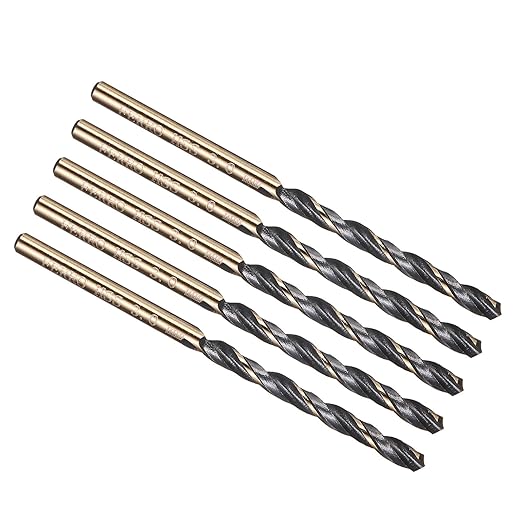 PATIKIL 3mm Drill Bit, Jobber Straight Shank 4341 High-Speed Steel 118째 Black and Gold Finish for Medium-Hard Metal Steel Acrylic - 5 Pack