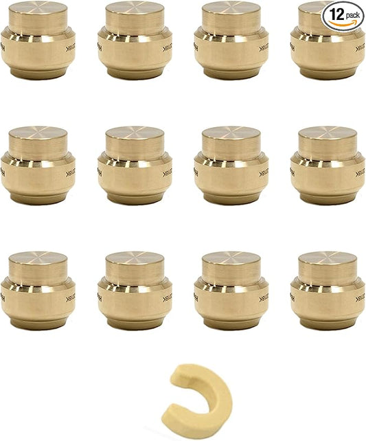 (Pack of 12) EFIELD 1/2 Inch Plug End Cap Push-Fit Fitting to Connect Pex, Copper, CPVC, with a Disconnect Clip Tool,(PF143-12PCS)