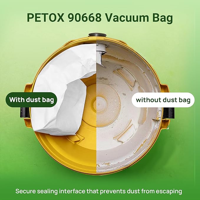5 Pack Vacuum Bags Replacement for Shop Vac Bags 2-2.5 Gallon Type B 90668 9066800 9066833, All Around EZ QAM70 and CMXZVBE38774, PETOX High-Efficiency Disposable Vaccum Collection Filter Bags