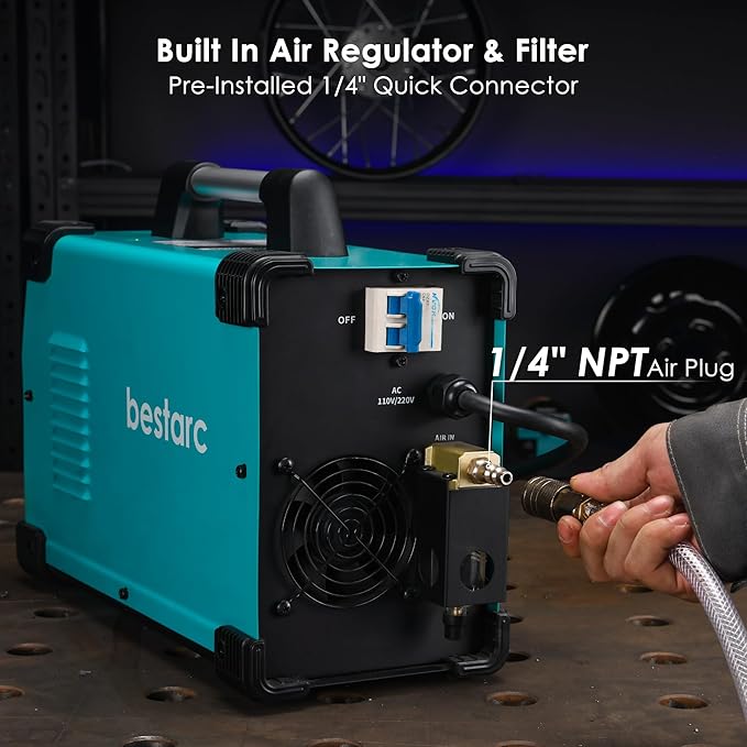 bestarc Plasma Cutter, [Pilot Arc] [Large LED Display] [Air Sensor] 65A bestarc Plasma Cutter Machine 110/220V Dual Voltage, 5/8 Inch Clean Cut 1 Inch Max Cut, Post Flow 2T/4T for Beginners DIY