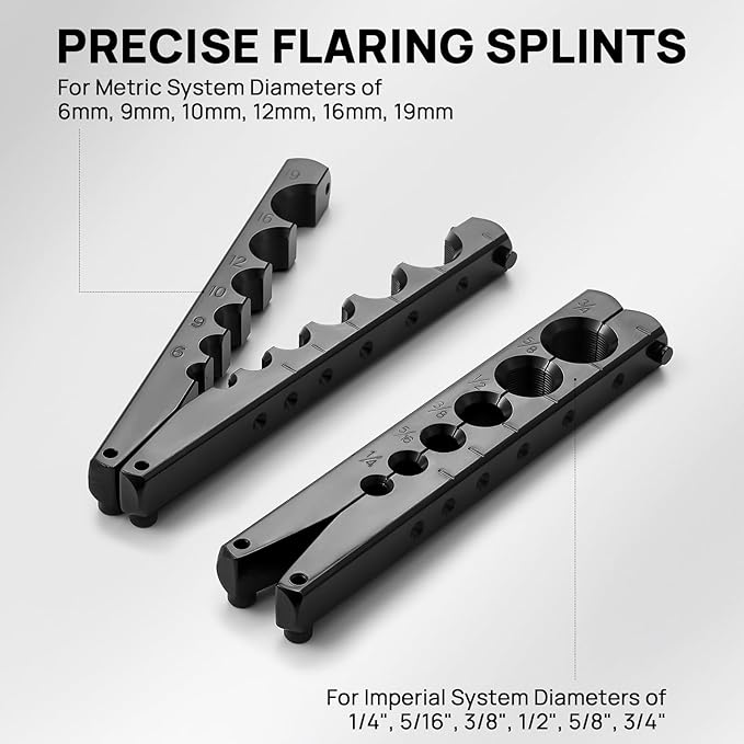 TURBRO HVAC FlaringTool Kit for 1/4 to 3/4in Pipes, 45 Degree Eccentric Cone Type, 2 Flaring Splints, Single Flaring Tool with a Pipe Cutter and Deburring Reamer, for Copper and Aluminum Pipes