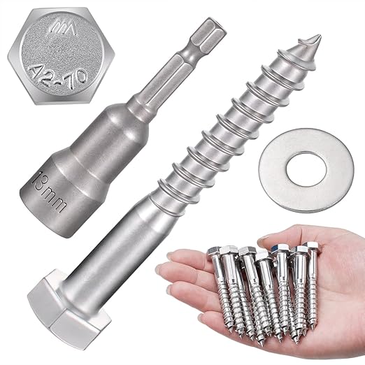 25 Pcs M8x2.36 Inch Lag Bolts 304 Stainless Steel 18-8 Exterior Use Lag Screws for Commercial Outdoor Facilities Mall Outdoor Display Racks Supermarket Outdoor Sheds