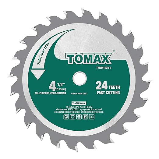 TOMAX 3 Pack 4-1/2 Inch 24 Tooth ATB General Purpose Saw Blade with 3/8-Inch Arbor