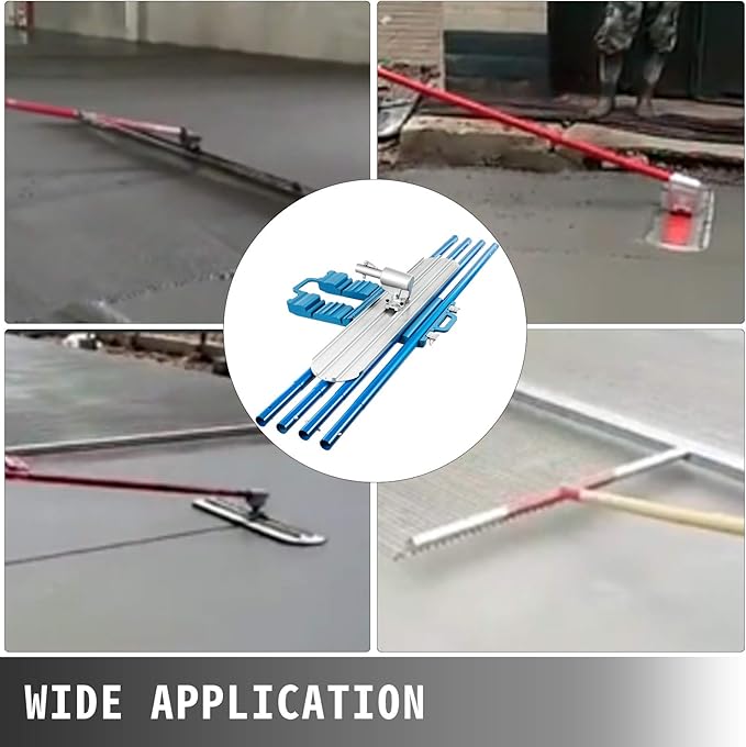 VEVOR Bull Float Magnesium Concrete Float 48 x 8 Round End Concretes Floats Tools Cement Tool Bull Concrete Kit Bull Float with 4 Float Handle Bull Floats Bracket Concretes Tools Finishing Bulls