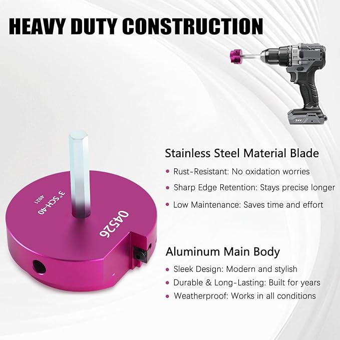 PVC Pipe Reamer Kit 1 PCS 3"(PPR300) for SCH 40 CPVC & ABS Plastic Fittings ??Fits 1/2" Drills with 3/8" Hex Shaft ??Ideal for Exhaust, Drain & Water Pipe Cleaning, Durable & Heavyduty