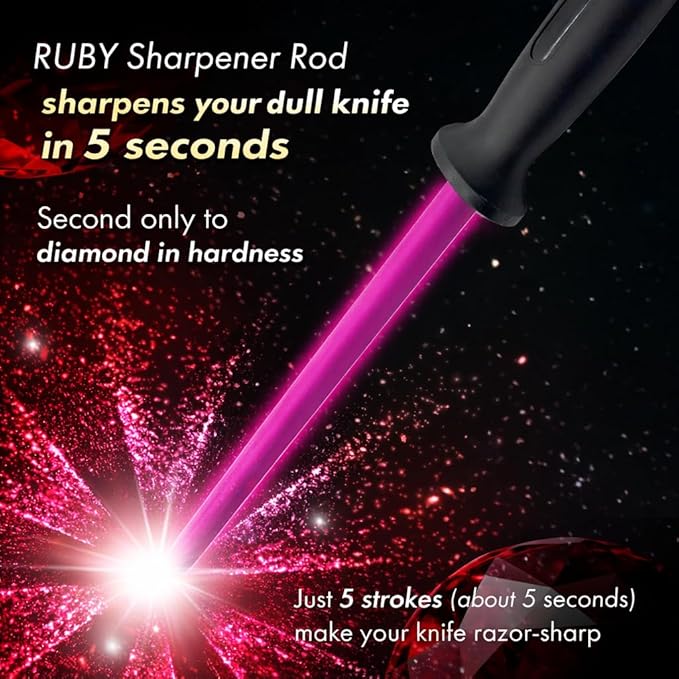 Ruby Sharpener Rod: Durable Knife Sharpener, Harder Than Steel Honing Rod, Japan Product